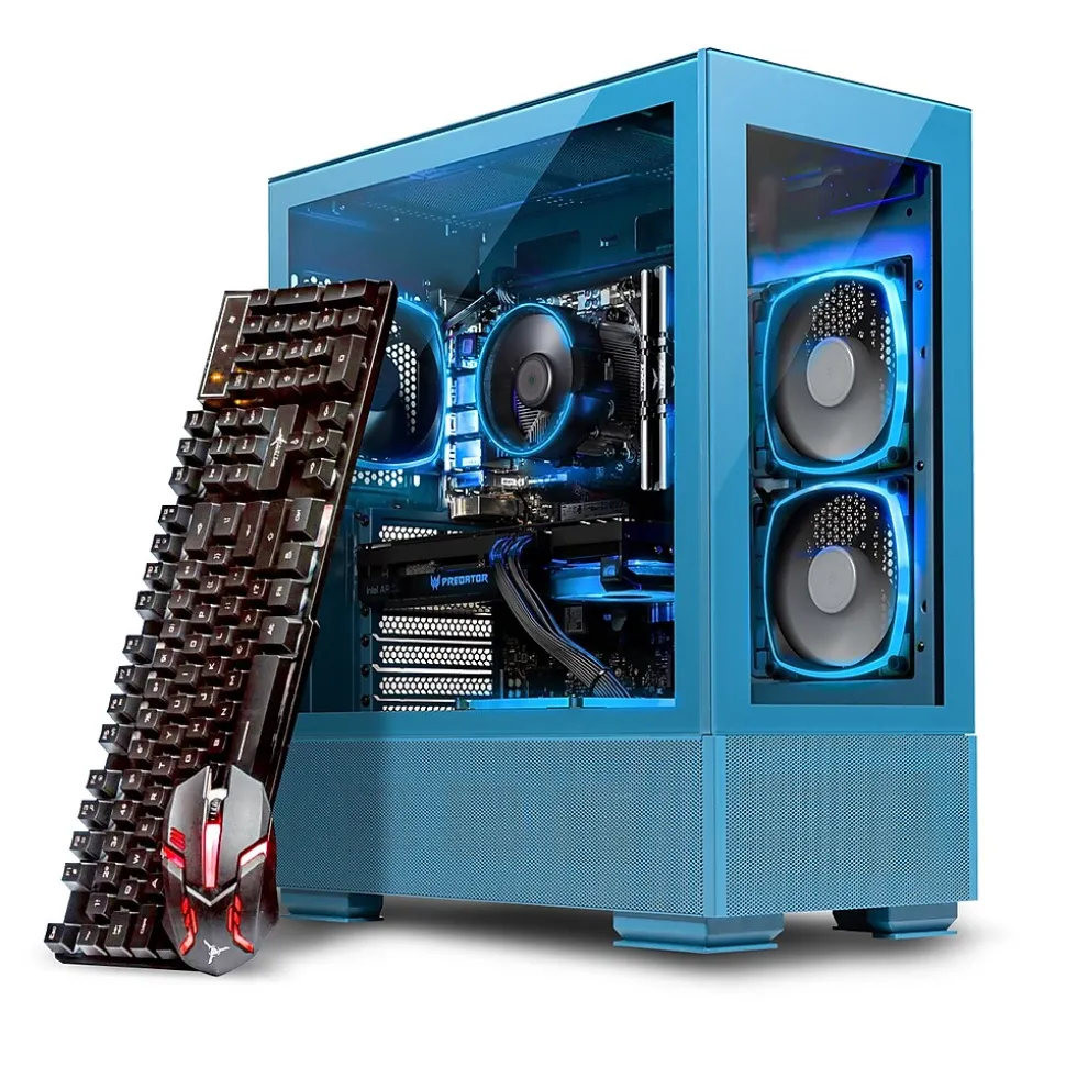 Skytech Azure 2 Gaming Desktop, Intel i5-12400F, 16GB RAM, 500GB SSD, Intel Arc A750 Graphics, Blue