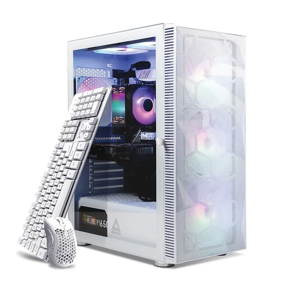 Skytech Storm Gaming Desktop, AMD Ryzen 5 5600G , 16GB RAM, 1TB SSD, Intel Arc A380 Graphics, White