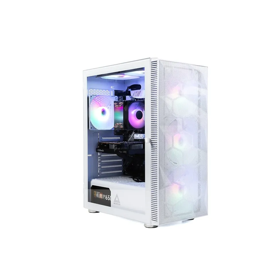 Skytech Storm Gaming Desktop, AMD Ryzen 5 5600G , 16GB RAM, 1TB SSD, Intel Arc A380 Graphics, White