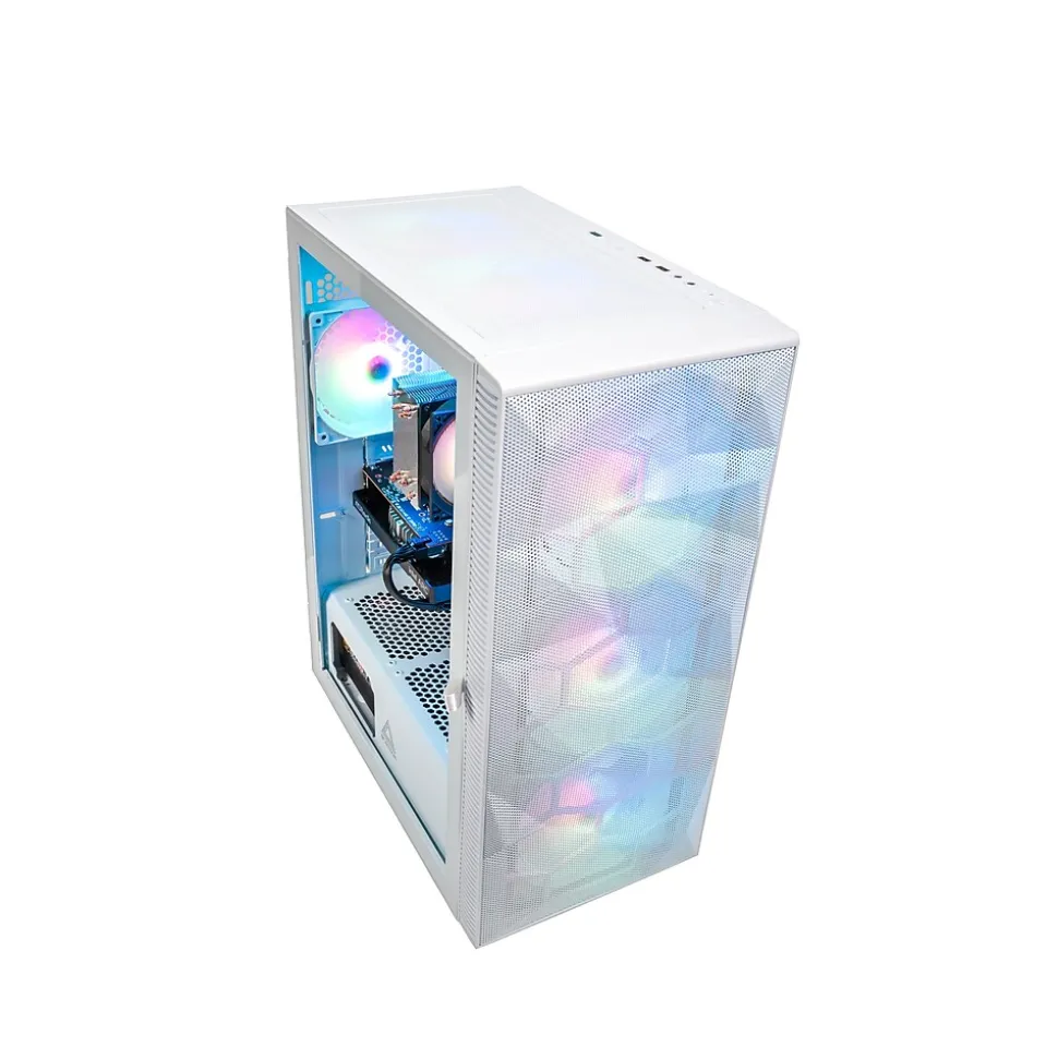 Skytech Storm Gaming Desktop, AMD Ryzen 5 5600G , 16GB RAM, 1TB SSD, Intel Arc A380 Graphics, White