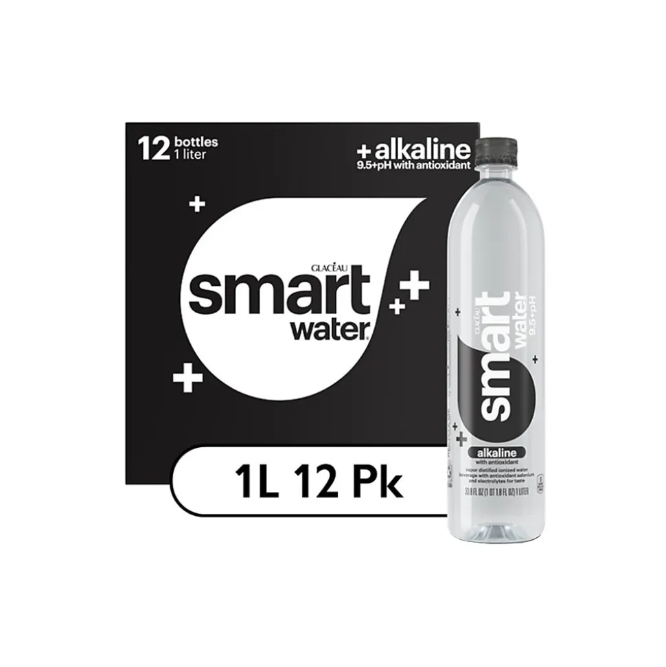 smartwater alkaline with antioxidant Water, 33.81 fl. oz., 12 Bottles/Pack (786162411167)