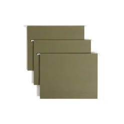 Smead 100% Recycled Hanging File Folders, 1/5-Cut Adjustable Tab, Letter Size, Standard Green, 25/Box (65001)