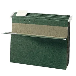 Smead 100% Recycled Hanging File Folders, 1/5-Cut Adjustable Tab, Letter Size, Standard Green, 25/Box (65001)
