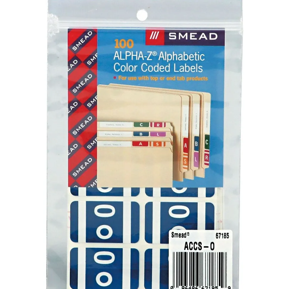 Smead AlphaZ ACCS Color-Coded Alphabetic Labels, O, Dark Blue, 100/Pack (67185)