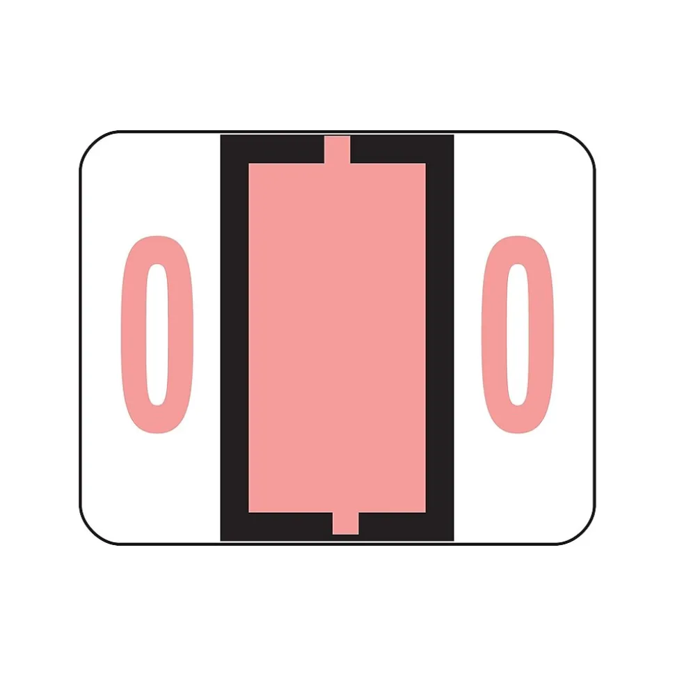 Smead BCCRN Color Coded Numeric Labels, 0, Pink, 500/Roll (67370)