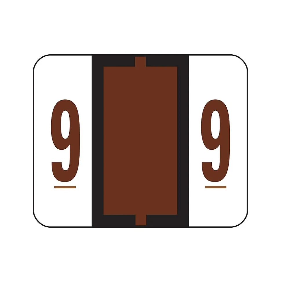 Smead BCCRN Color Coded Numeric Labels, 9, Brown, 500/Roll (67379)