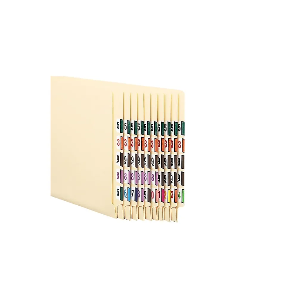 Smead BCCRN Color Coded Numeric Labels - 0-9, 1.25" x 1", Assorted Colors, 500/Roll (67380)
