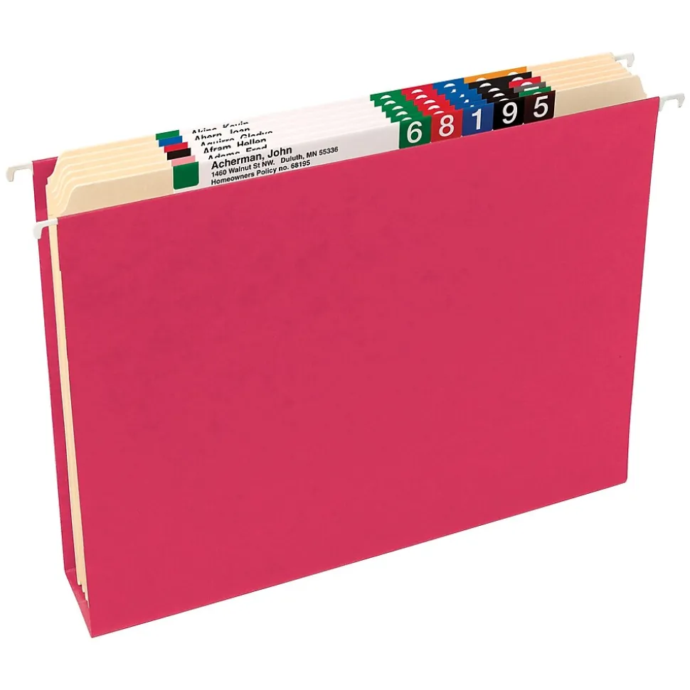 Smead Box Bottom Hanging File Folder, 2" Expansion, 5-Tab Tab, Letter Size, Assorted Colors, 25/Bx (64264)