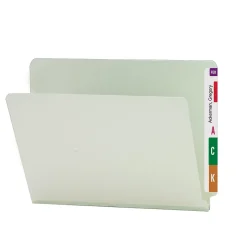 Smead® End Tab Pressboard File Folder, Straight-Cut Tab, 1" Expansion, Letter Size, Gray/Green, 25/Box (26200)