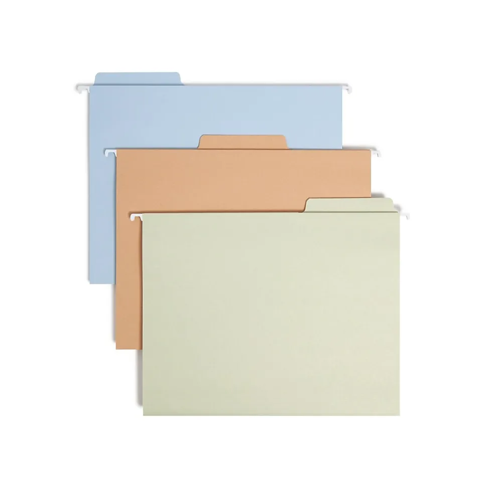 Smead FasTab 3-Tab Colored Hanging File Folders, Letter, Assorted, 18/Bx (64054)