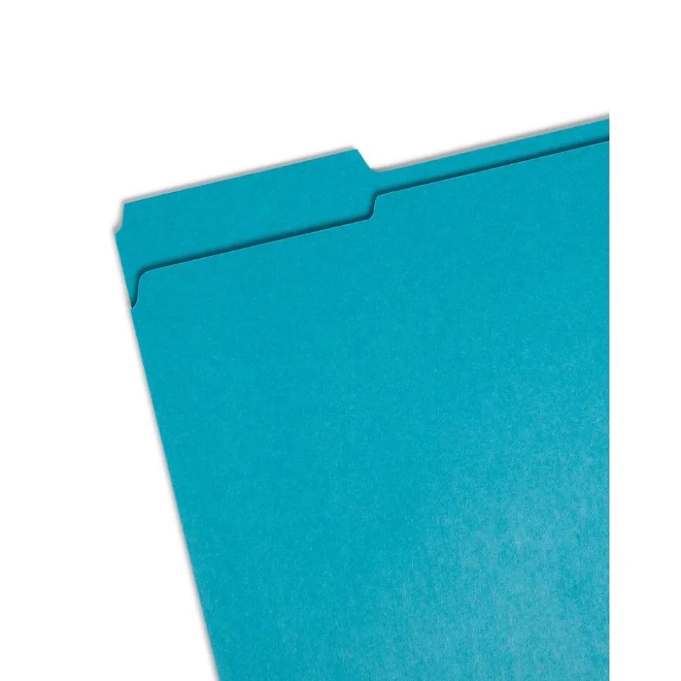 Smead File Folder, 3 Tab, Letter Size, Teal, 100/Box (13134)