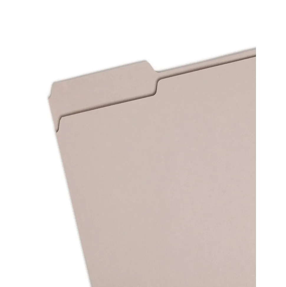 Smead File Folder, 3 Tab, Letter Size, Light Gray, 100/Bx (12343)