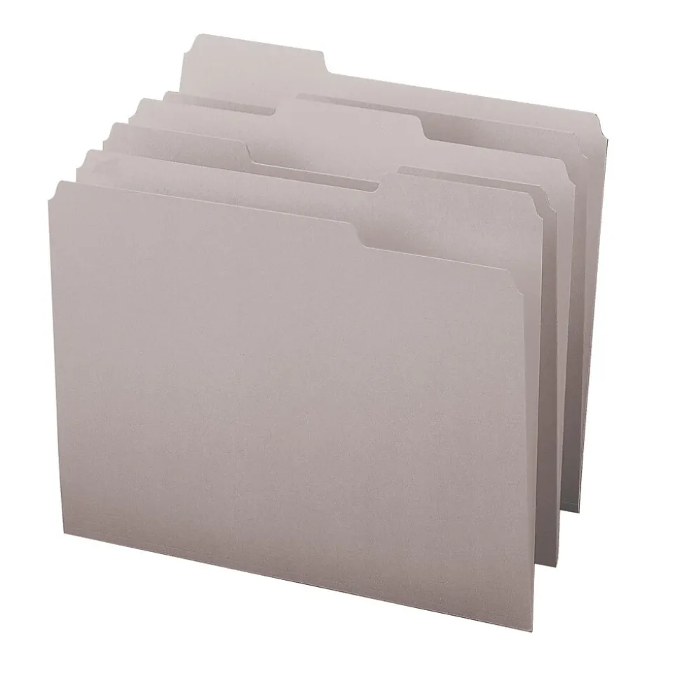 Smead File Folder, 3 Tab, Letter Size, Light Gray, 100/Bx (12343)