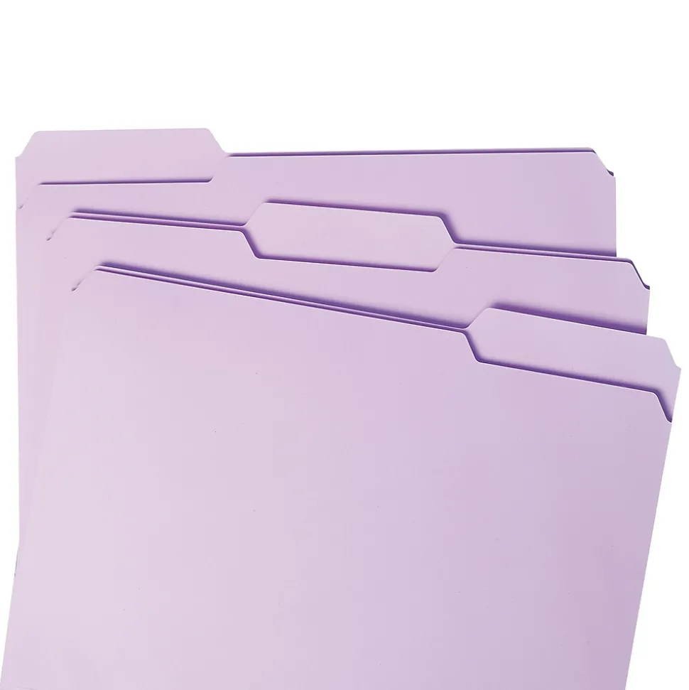 Smead File Folder, 3 Tab, Letter Size, Lavender, 100/Box (12434)