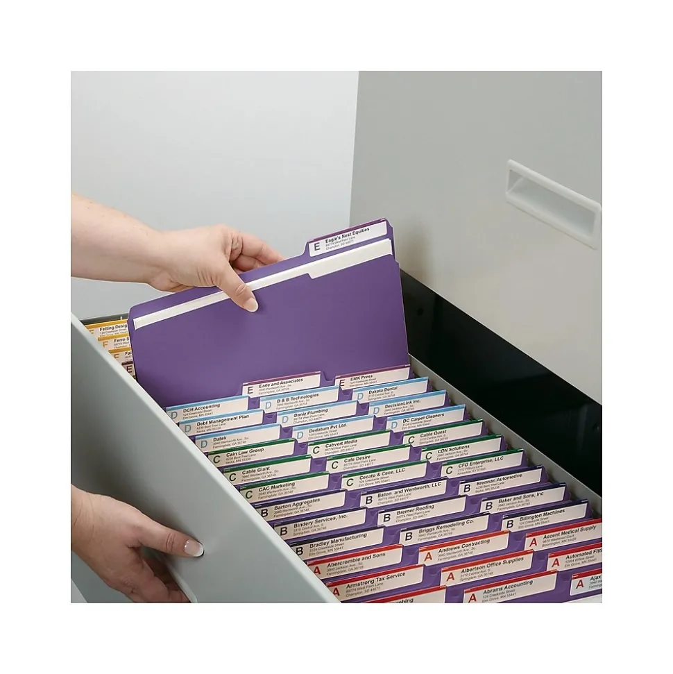 Smead File Folder, 1/3-Cut Tab, Letter Size, Purple, 100/Box (13043)