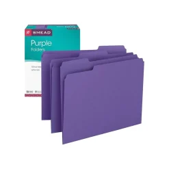 Smead File Folder, 1/3-Cut Tab, Letter Size, Purple, 100/Box (13043)