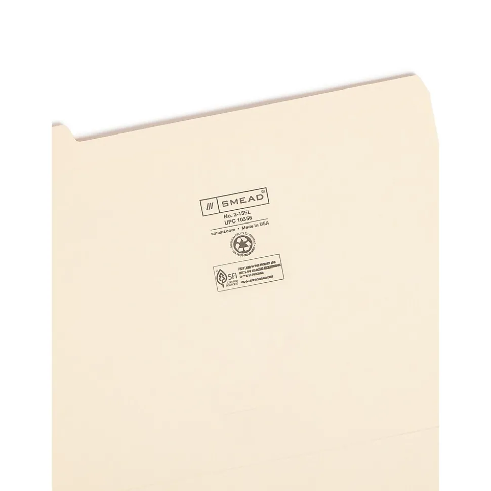 Smead File Folder, Reinforced 1/5-Cut Tab, Letter Size, Manila, 100/Box (10356)