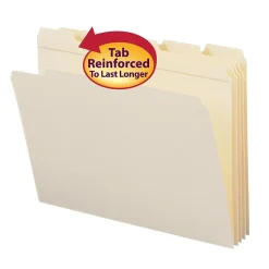 Smead File Folder, Reinforced 1/5-Cut Tab, Letter Size, Manila, 100/Box (10356)