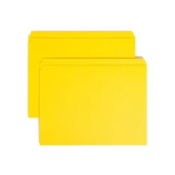 Smead File Folder, Reinforced Straight-Cut Tab, Letter Size, Yellow, 100 per Box (12910)