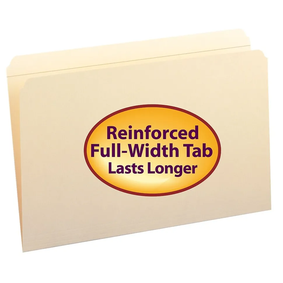 Smead File Folder, Reinforced Straight -Cut Tab, Legal Size, Manila, 100 Per Box (15310)