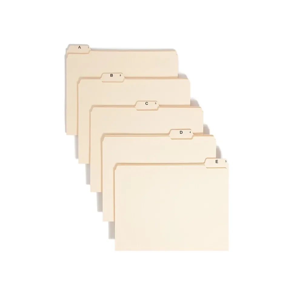 Smead File Folders, A-Z Index, Reinforced 1/5-Cut Tab, Letter Size, Manila, 25/Set (11777)