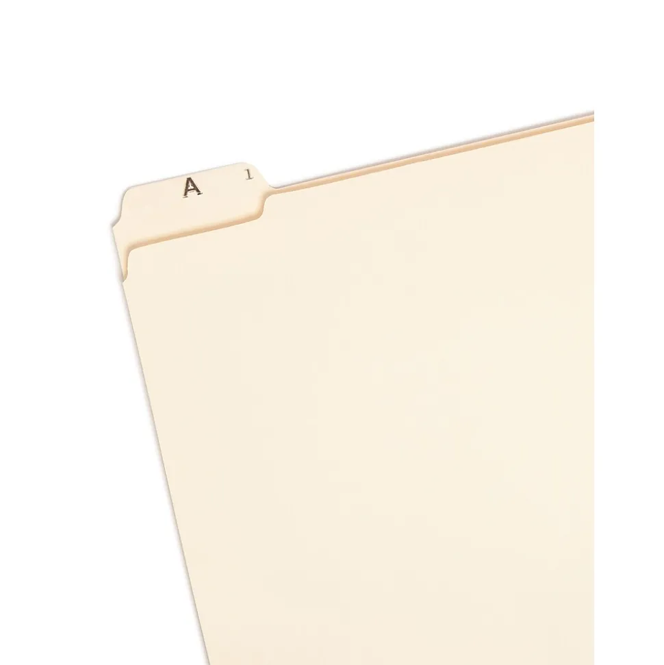 Smead File Folders, A-Z Index, Reinforced 1/5-Cut Tab, Letter Size, Manila, 25/Set (11777)