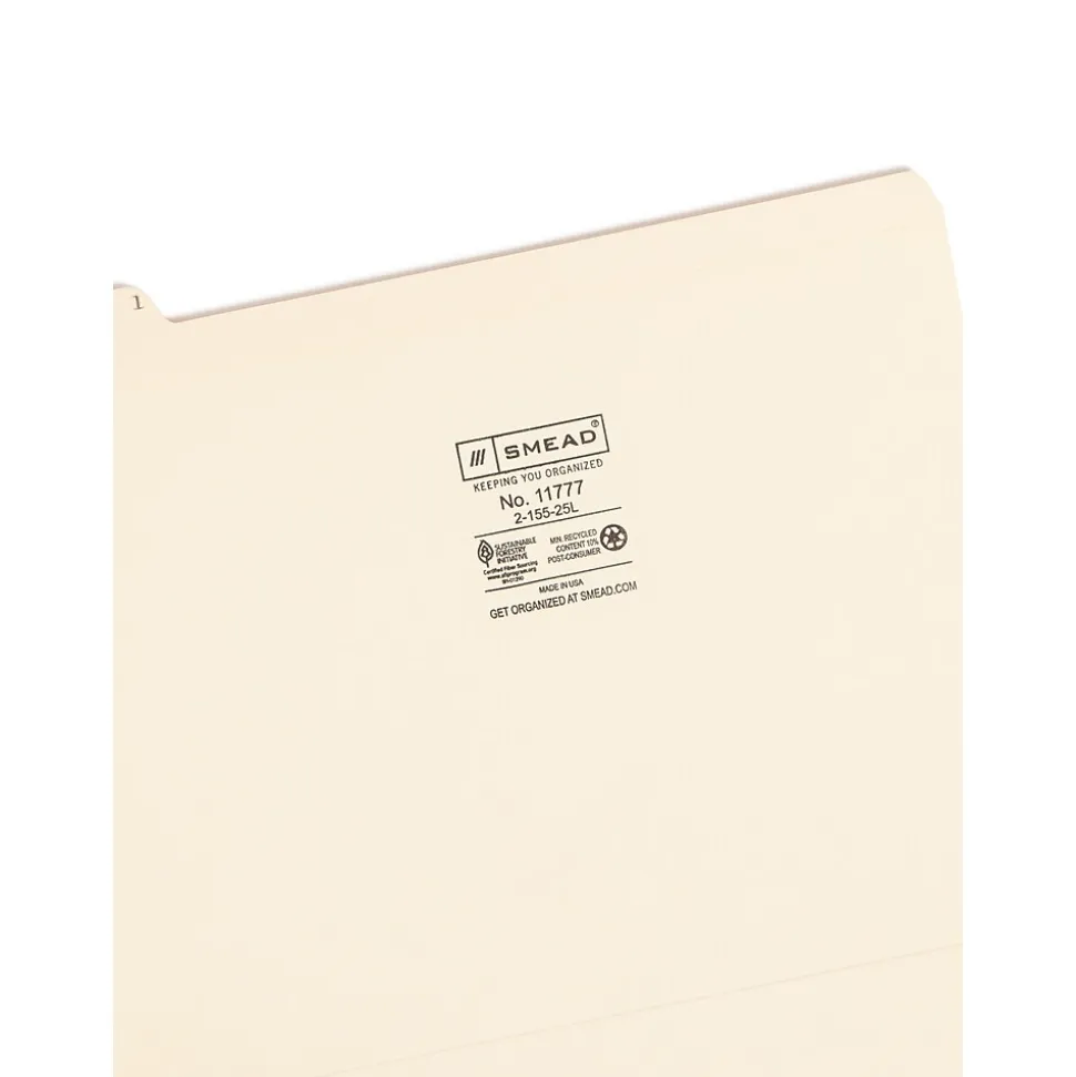 Smead File Folders, A-Z Index, Reinforced 1/5-Cut Tab, Letter Size, Manila, 25/Set (11777)
