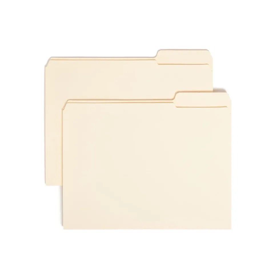 Smead File Folders, Reinforced 1/3-Cut Tab Right Position, Letter Size, Manila, 100/Box (10337)