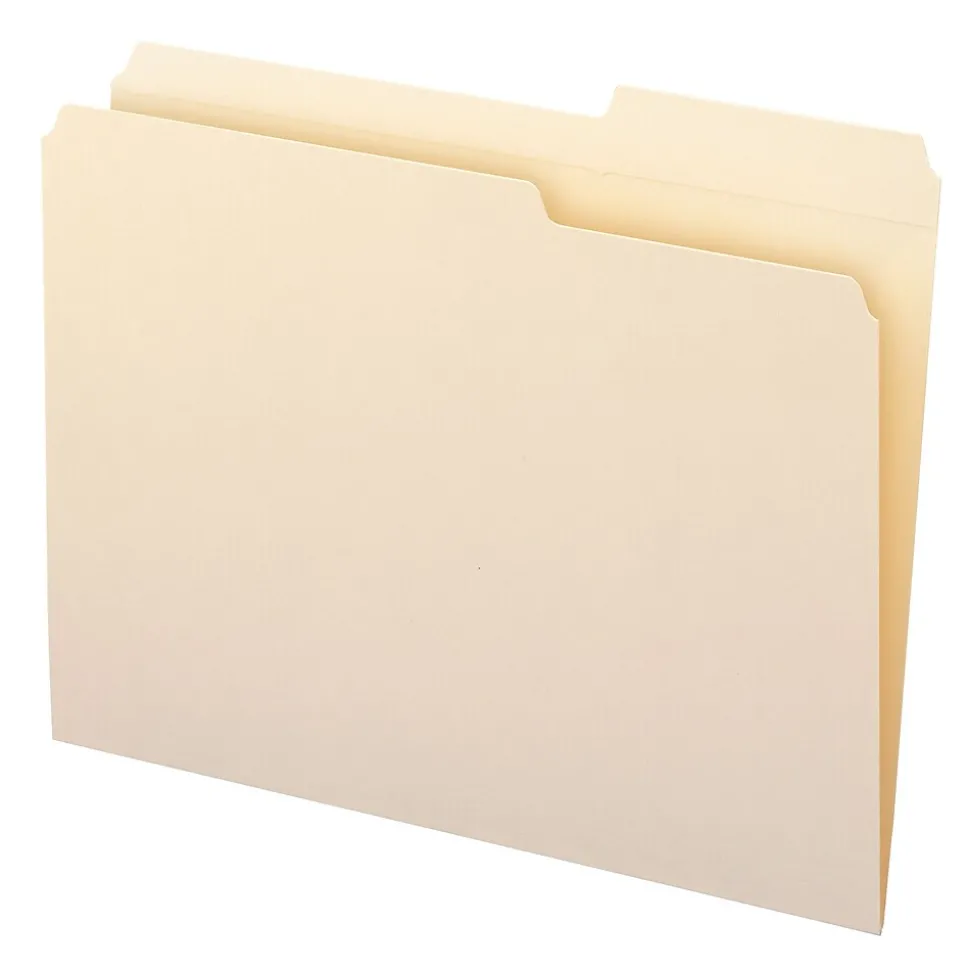 Smead File Folders, Reinforced 2/5-Cut Right Position, Guide Height, Letter Size, Manila, 100/Box (10386)