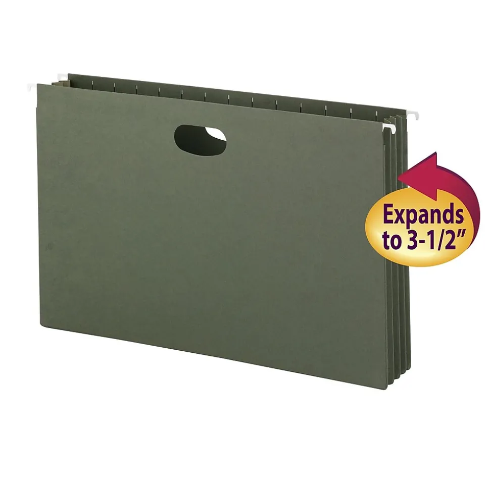 Smead Hanging File Folders, 3 1/2" Expansion, Legal Size, Standard Green, 10/Box (64320)