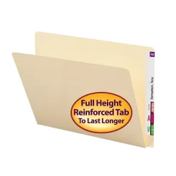 Smead Heavy Duty End Tab File Folder, Straight-Cut Extended Tab, Letter Size, Manila, 100/Box (24250)