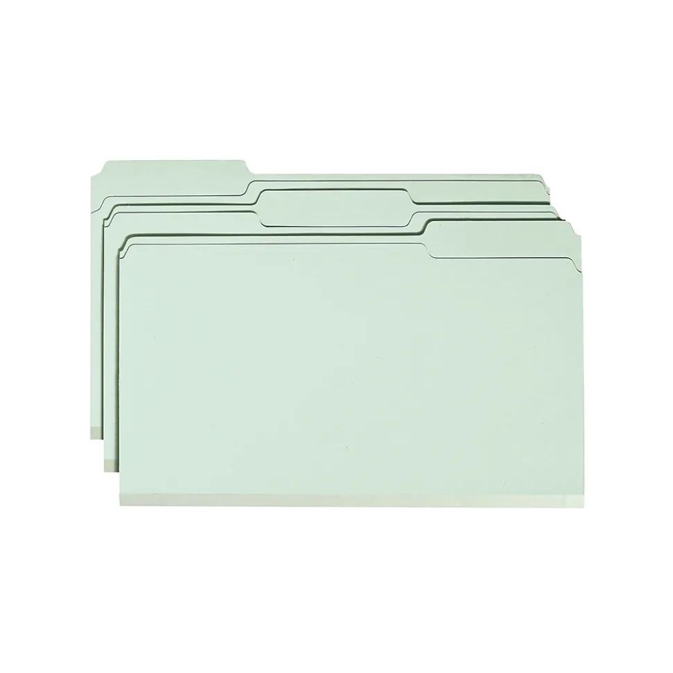 Smead Heavy Duty Pressboard File Folder, 1/3-Cut Tab, 2" Expansion, Legal Size, Gray/Green, 25/Box (18234)