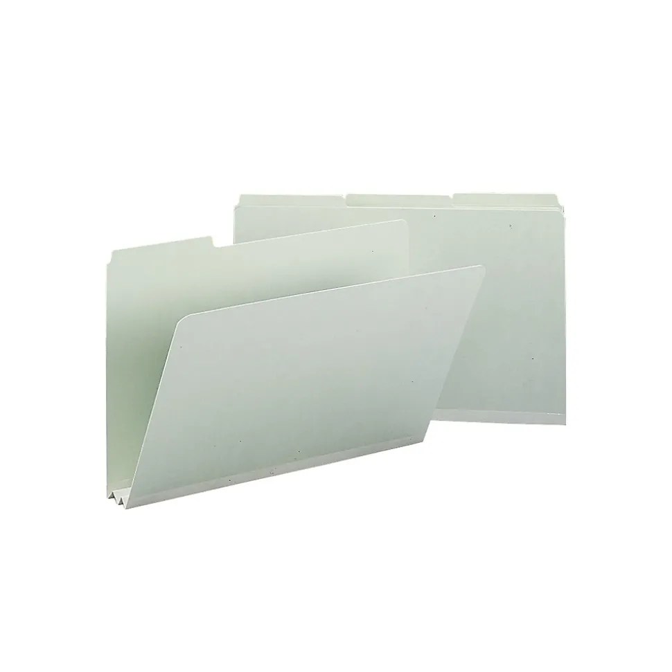 Smead Heavy Duty Pressboard File Folder, 1/3-Cut Tab, 2" Expansion, Legal Size, Gray/Green, 25/Box (18234)