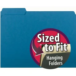 Smead Interior File Folder, 3 Tab, Letter Size, Sky Blue, 100/BX (10287)