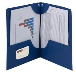 Smead Lockit 2-Pocket Presentation Folders, Dark Blue, 25/Box (87982)