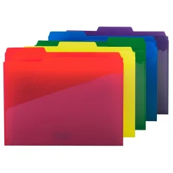 Smead Poly File Folder with Slash Pocket, 1/3-Cut Tab, Letter Size, Assorted Colors, 30/Box (10540)