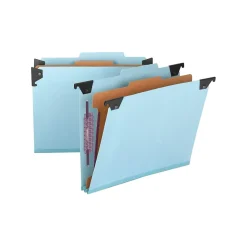 Smead SafeSHIELD Pressboard Hanging File Folder, 2" Expansion, 2/5-Cut Tab, Letter Size, Blue (65105)
