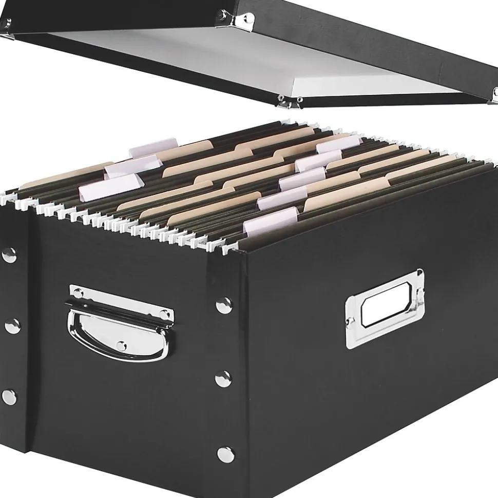 Snap-N-Storage Laminate Collapsible Storage Box, Letter, Black (SNS01533)