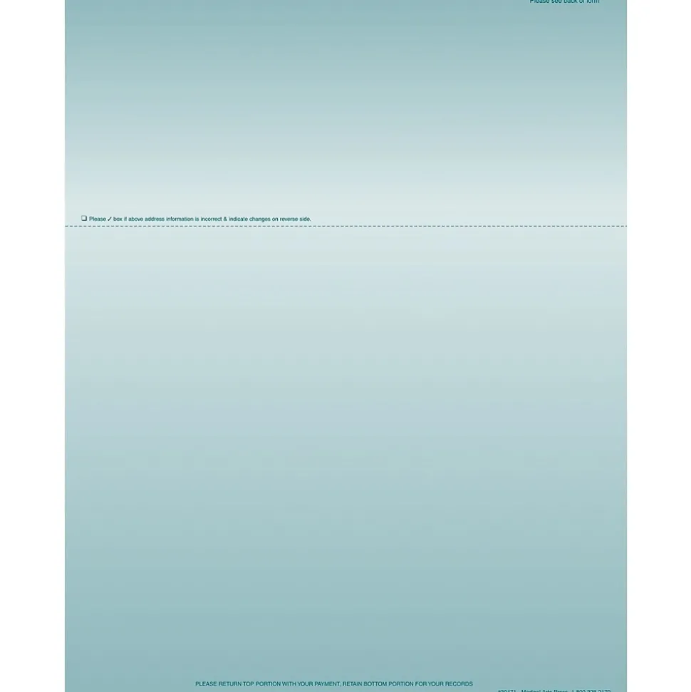 Solid Color Laser Statements, Style A, with Credit Card Information, Teal