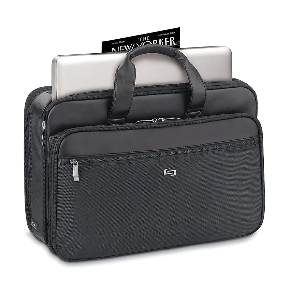 Solo New York Midtown Collection Paramount Laptop Briefcase, Black Polyester (SGB300-4)
