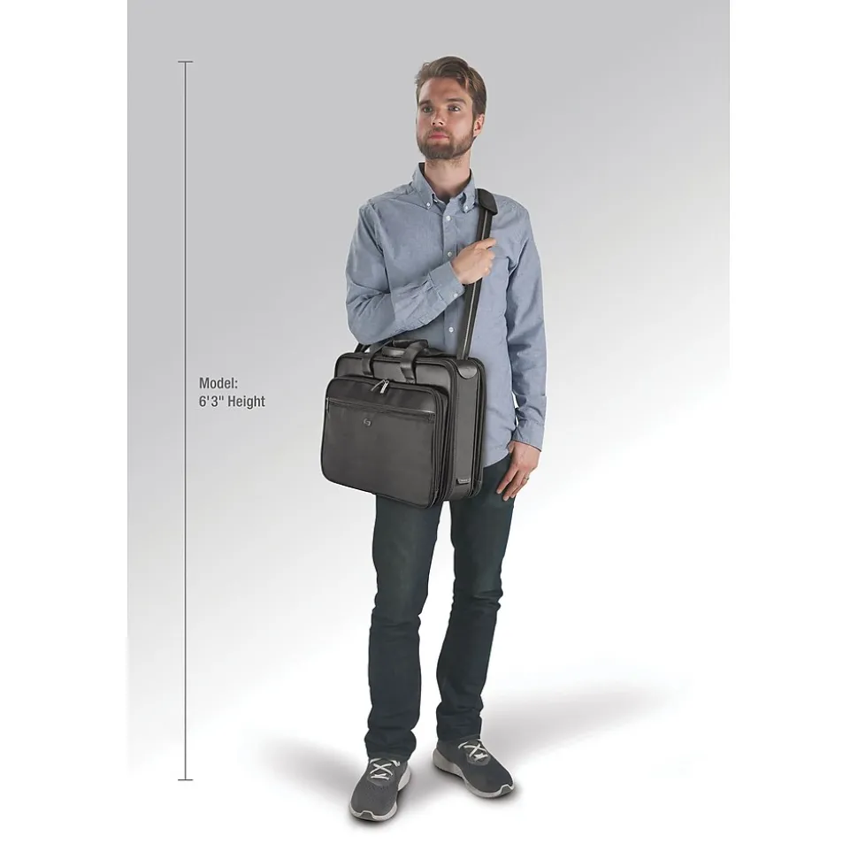 Solo New York Midtown Collection Paramount Laptop Briefcase, Black Polyester (SGB300-4)