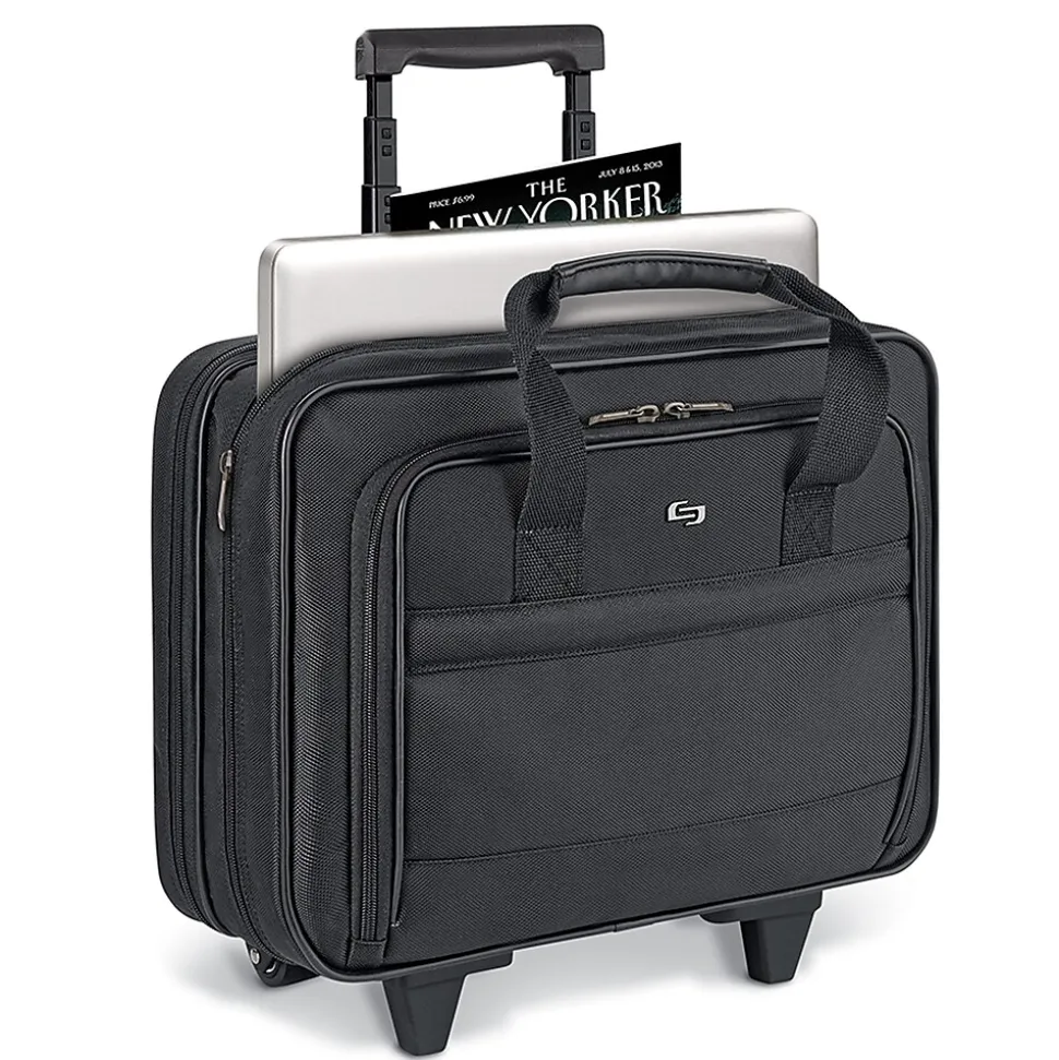 Solo New York Midtown Laptop Rolling Briefcase, Black Polyester (B100-4)