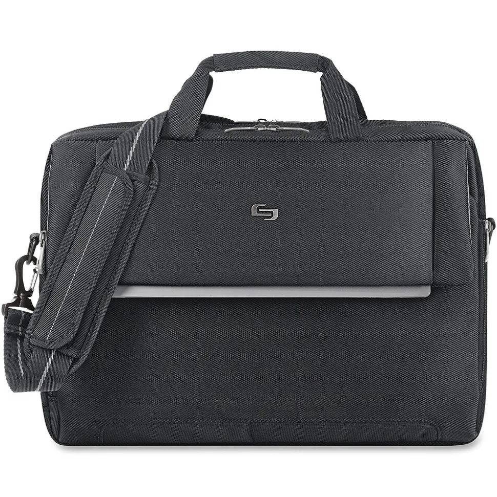 Solo New York Midtown Laptop Briefcase, Black Polyester (LVL330-4)