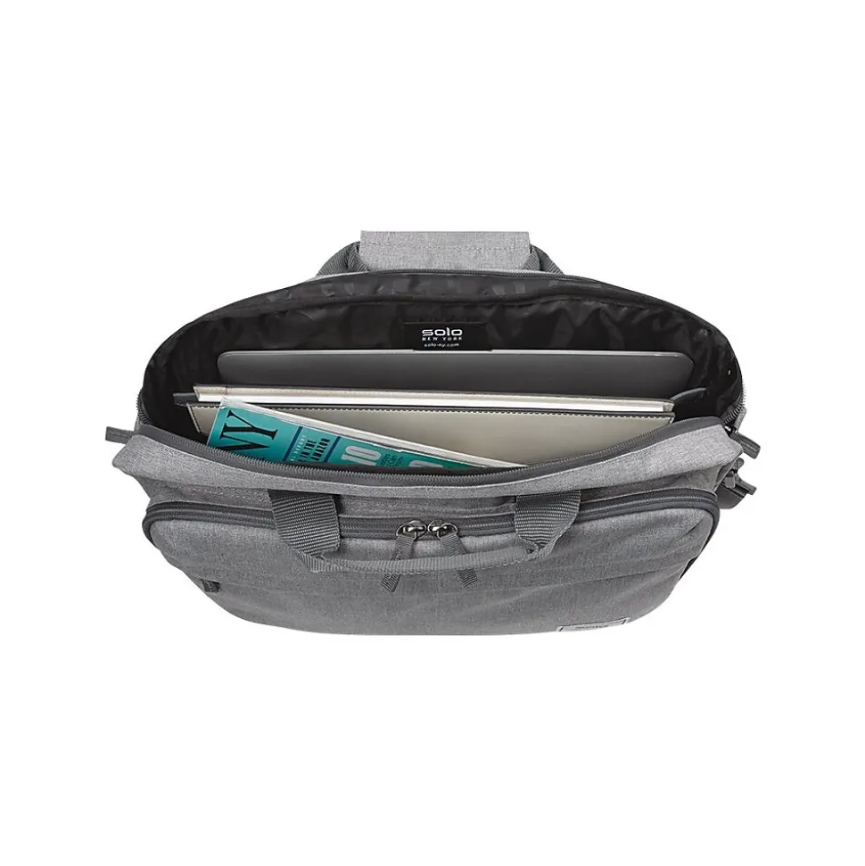 Solo New York Re:new Polyester Briefcase, Laptop Compatible, Heathered Gray (UBN127-10)