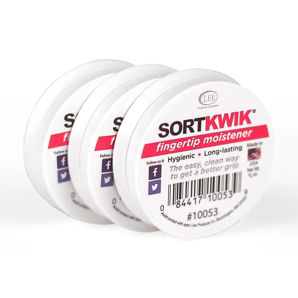 Sortkwik 0.38 oz. Fingertip Moistener, Pink, 3/Pack (LEE10053)