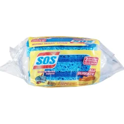 S.O.S All Surface Scrubber Sponge, 3 Sponges/Pack, 8 Packs/Case (91028)