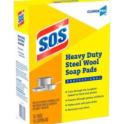 S.O.S CloroxPro Steel Wool Soap Pads, 15/Box (88320)