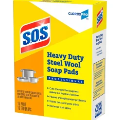 S.O.S CloroxPro Steel Wool Soap Pads, 15/Box (88320)
