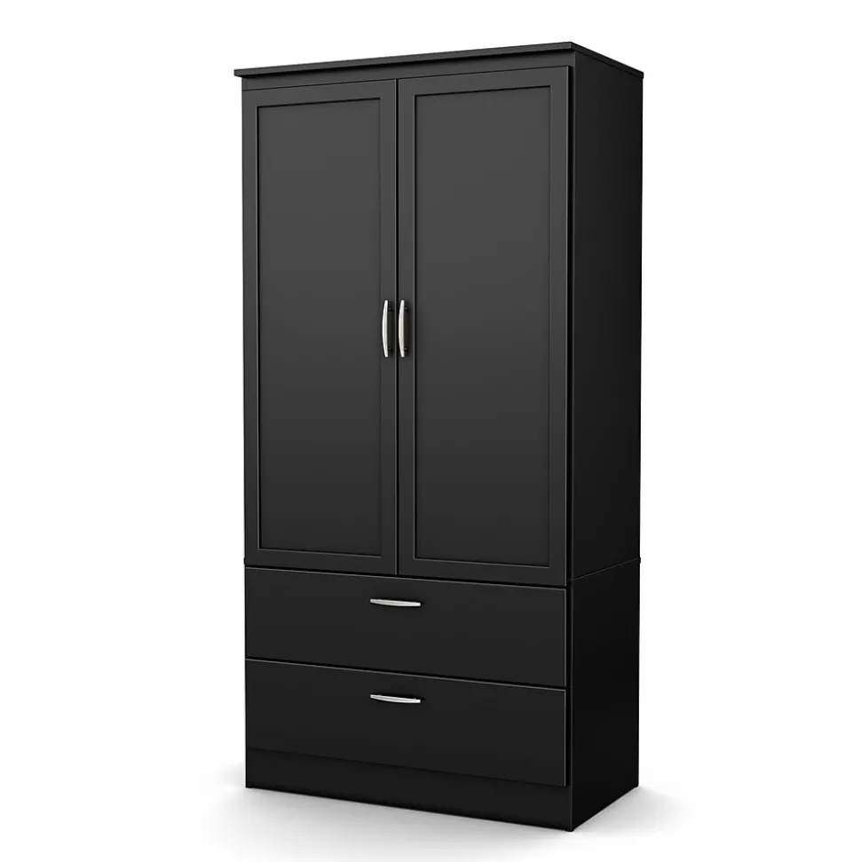 South Shore Acapella Wardrobe Armoire, Pure Black (5370038)