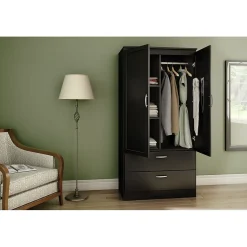South Shore Acapella Wardrobe Armoire, Pure Black (5370038)